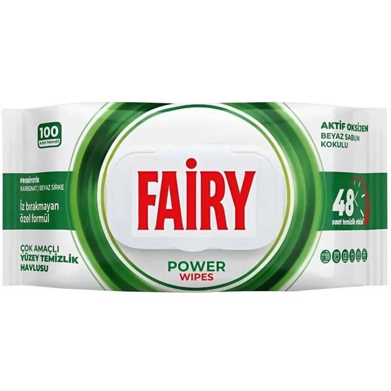 دستمال مرطوب چند منظوره سطوح فایری Power Wipes بسته 100 عددی