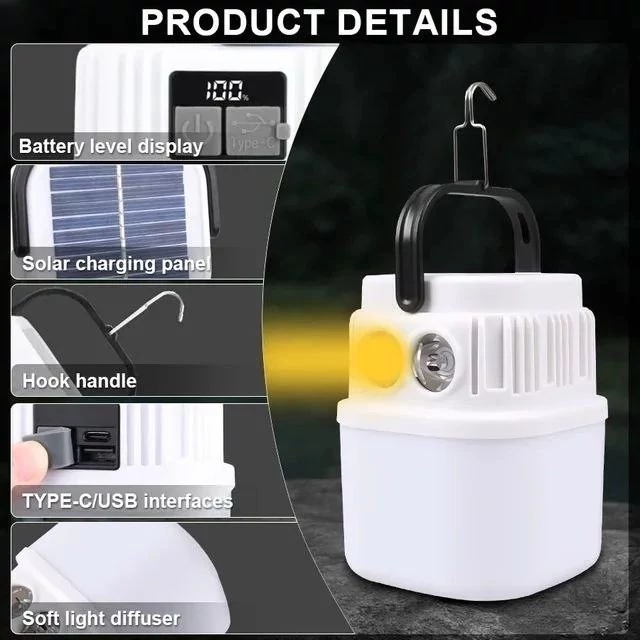 چراغ شارژی خورشیدی مدل KT-668 دارای پاوربانک