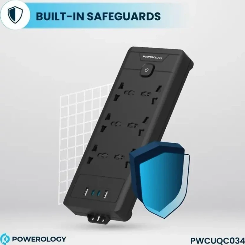 چندراهی برق پاورولوژی مدل PWCUQC034 ظرفیت 2500 وات با 6 پریز