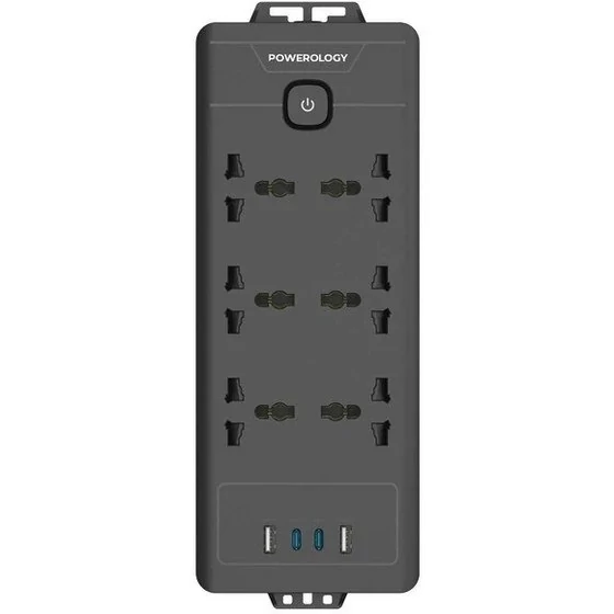چندراهی برق پاورولوژی مدل PWCUQC034 ظرفیت 2500 وات با 6 پریز