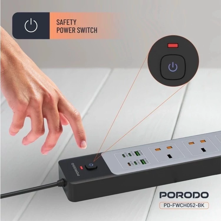 چند راهی برق هوشمند Porodo PD-FWCH052 3AC 45W 3000W