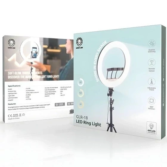 رینگ لایت 18 اینچ گرین لاین مدل Green Lion GLR-18 Ring Light