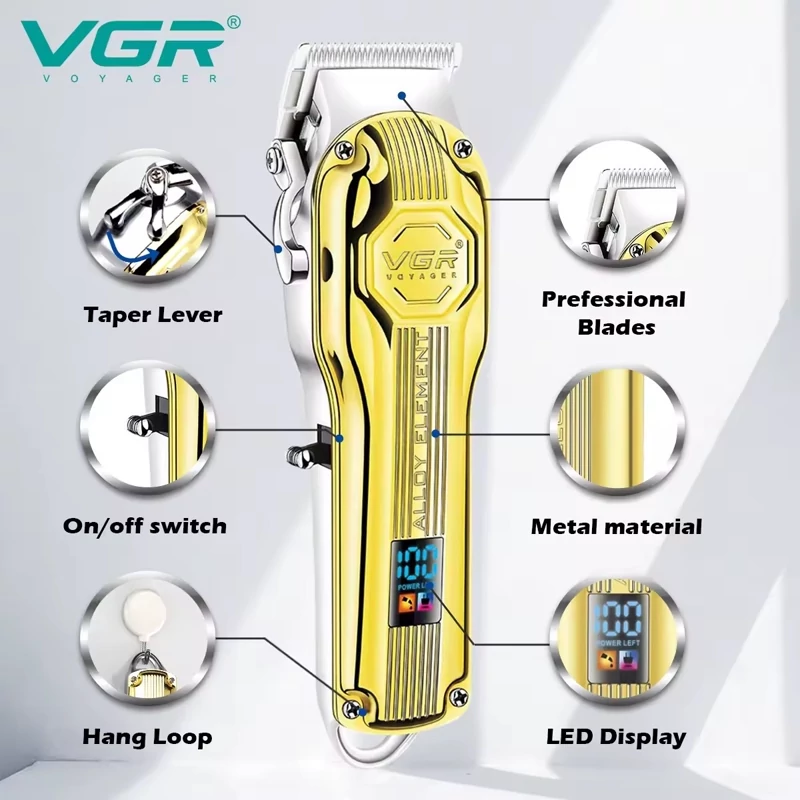 ماشین اصلاح VGR حجم زن سر و صورت و ریش تراش وی جی آر خط زن و صفر زن شارژی V-672