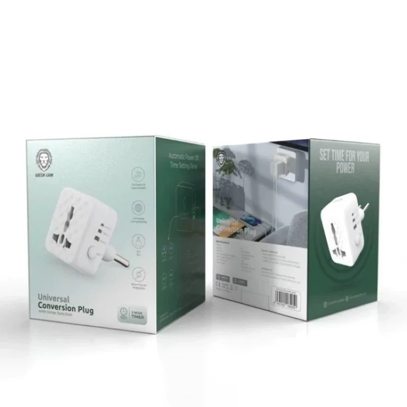 دوشاخه تبدیل تایمر دار 3 زمانه گرین لاین Green Lion