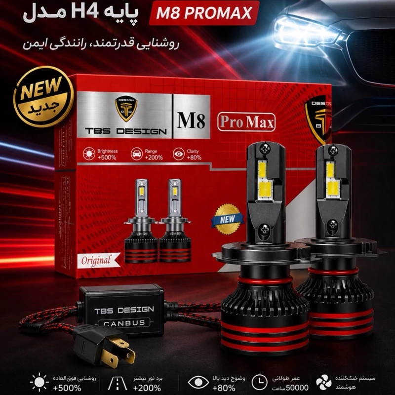 هدلایت توبیز پایه H4 مدل M8 PROMAX با گارانتی