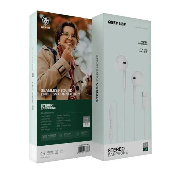 هدفون سیمی Green Lion Stereo Earphones مدل GNSTROEPTCWH
