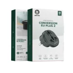 مبدل برق یونیورسال گرین لاین EU Plug 2 با طراحی ایمن و قابل حمل | GNUVEUPLG2BK