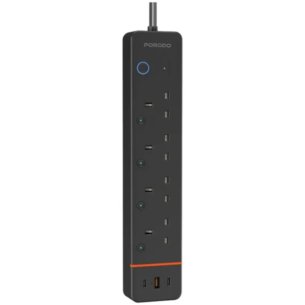 چندراهی برق هوشمند پورودو ChargeLink با 4 پریز AC و 3 پورت USB مدل PDPSUA1BK