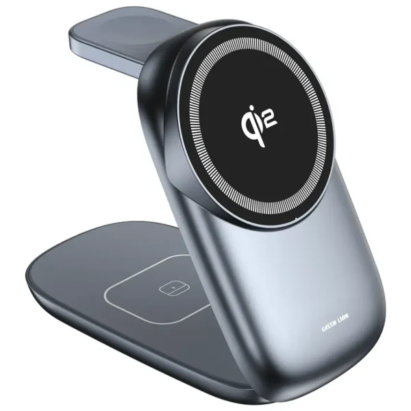 شارژ بیسیم سه کاره گرین لاین مدل Green Lion 3 in 1 MagFold Wireless Charger GNQI23N1MGGY