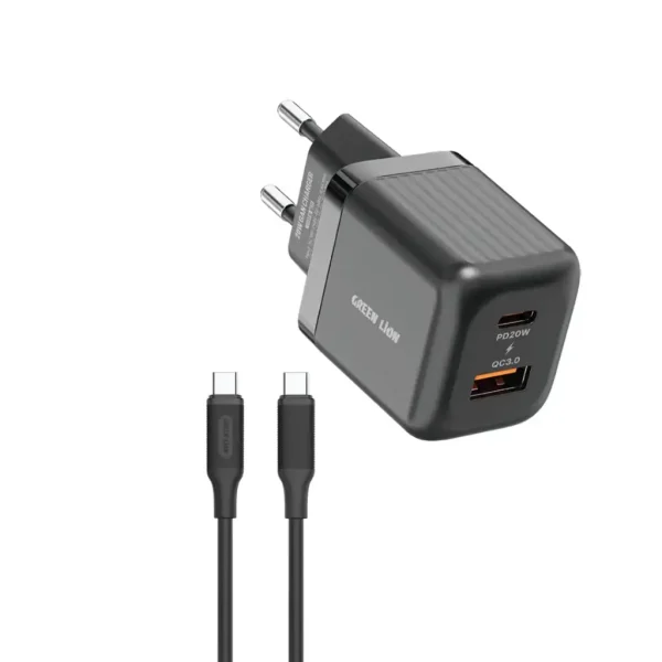 شارژر دیواری 20 وات GaN فست شارژ گرین لاین مدل GNWPQEUCTCBK