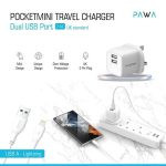 شارژر دیواری 12 وات پاوا مدل Pocketmini Dual USB همراه کابل Type-C