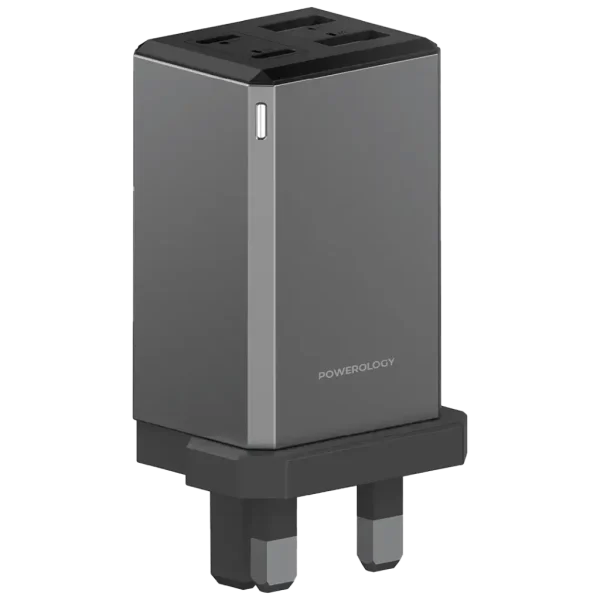 شارژر مسافرتی Powerology 65W GaN UK Plug مدل PWCUQC063GR