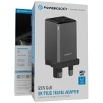 شارژر مسافرتی Powerology 65W GaN UK Plug مدل PWCUQC063GR