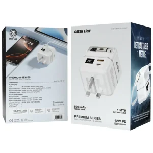 شارژر گرین لاین GaN 42W با پاوربانک 5000mAh مدل GNGAN42PB10