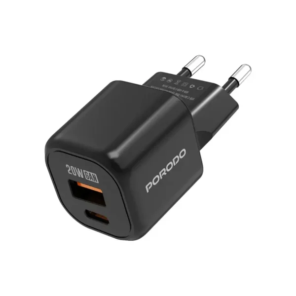 گان شارژر دیواری پرودو دو پورت 20وات مدل FWC060 Gan Dual Port WALL CHAEGER