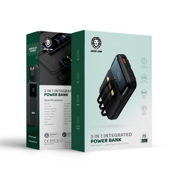 پاوربانک 10000 گرین لاین Green Lion GL-PB64 3 In 1 Integrated توان 20 وات