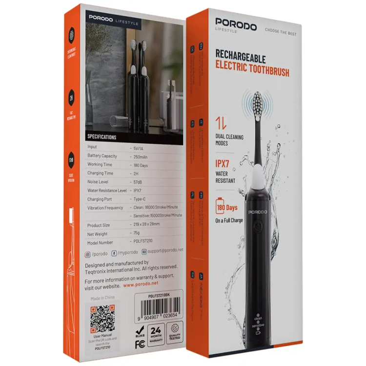 مسواک برقی شارژی پرودو مدل Porodo rechargeable electric toothbrush PDLFS210