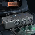 شارژر فندکی خودرو 120 وات پرودو مدل Porodo 120W Car Charger Hub Triple-Port PDFWCH070DG