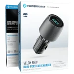 شارژر فندکی خودرو پاورولوژی مدل Velox 66W PCCSR013