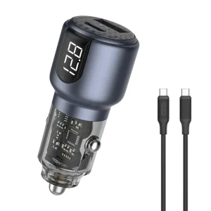 شارژر فندکی گرین لاین دو پورت 75 وات مدل Green Line 75W Dual-Port Car Charger GNDPCC75W