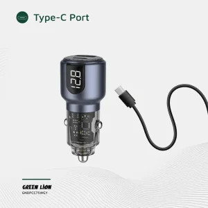 شارژر فندکی گرین لاین دو پورت 75 وات مدل Green Line 75W Dual-Port Car Charger GNDPCC75W