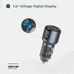 شارژر فندکی گرین لاین دو پورت 75 وات مدل Green Line 75W Dual-Port Car Charger GNDPCC75W