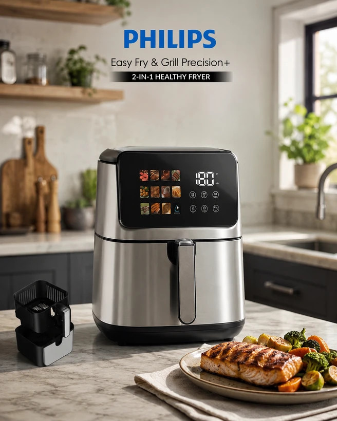 سرخکن بدون روغن فیلیپس مدل MN-4139 ظرفیت 15 لیتر با صفحه نمایش لمسی