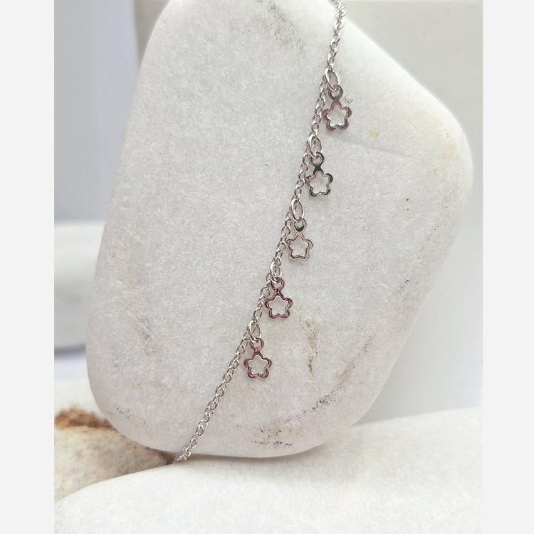 دستبند گل نقره ای ژوپینگ کد 312050153