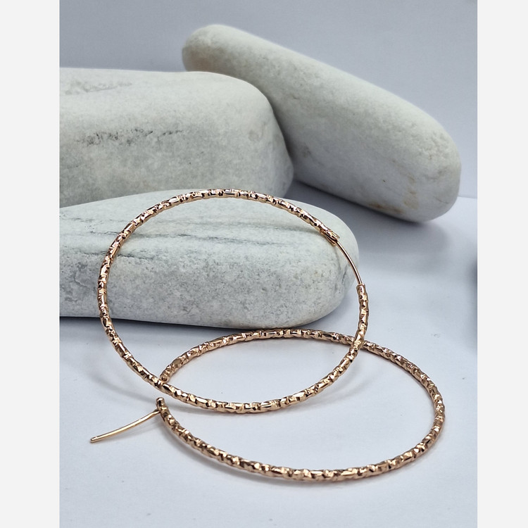 گوشواره حلقه ای بزرگ تراشه رنگ طلایی ژوپینگ کد 317110304