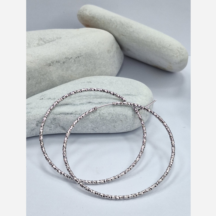 گوشواره حلقه ای بزرگ تراشه رنگ نقره ای ژوپینگ کد 317110335
