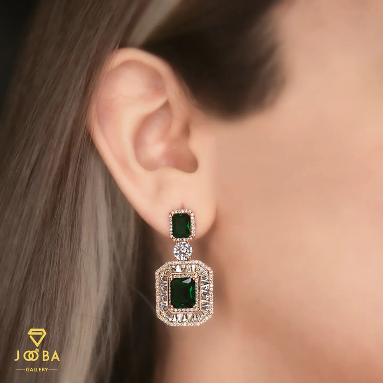 گوشواره سوارسکی مکعبی سبز