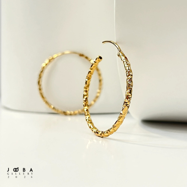 گوشواره حلقه ای 30 میل طلایی ژوپینگ کد 317070216