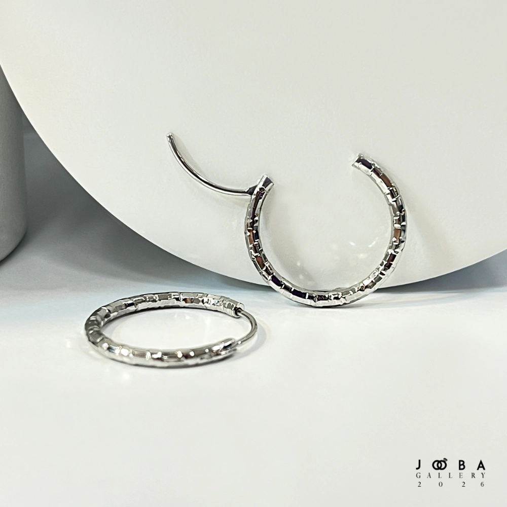 گوشواره حلقه ای تراش نقره ای ژوپینگ 317050152