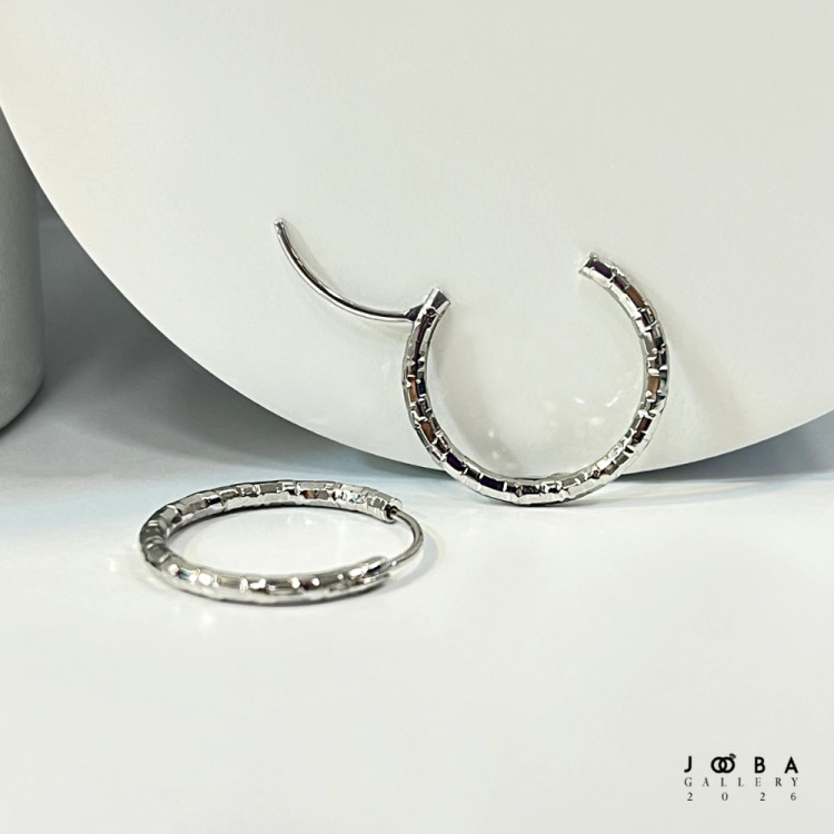 گوشواره حلقه ای تراش نقره ای ژوپینگ 317050152