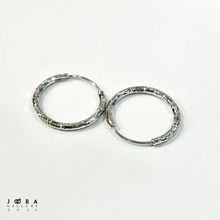 گوشواره حلقه ای تراش نقره ای ژوپینگ 317050152