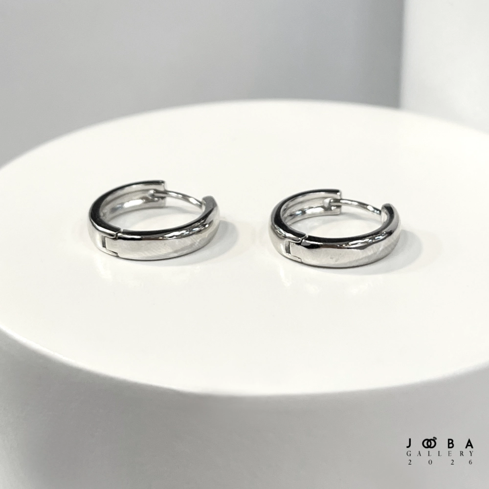 گوشواره حلقه ای نقره ای ساده ژوپینگ کد 317040122