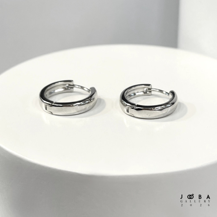 گوشواره حلقه ای نقره ای ساده ژوپینگ کد 317040122