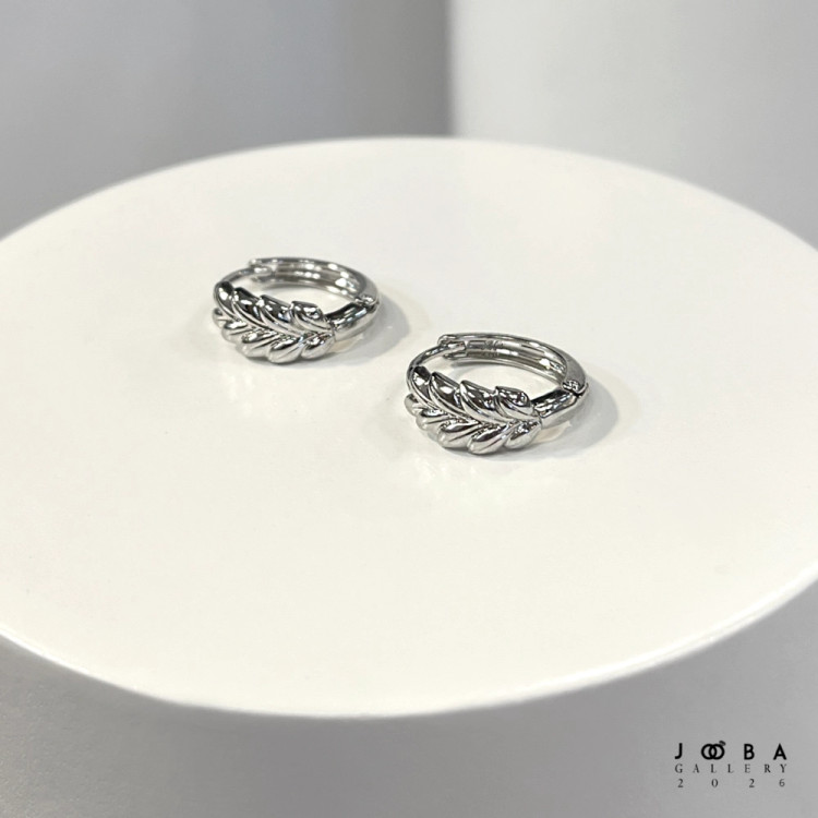 گوشواره حلقه ای گندمی نقره ای ژوپینگ کد 317040102