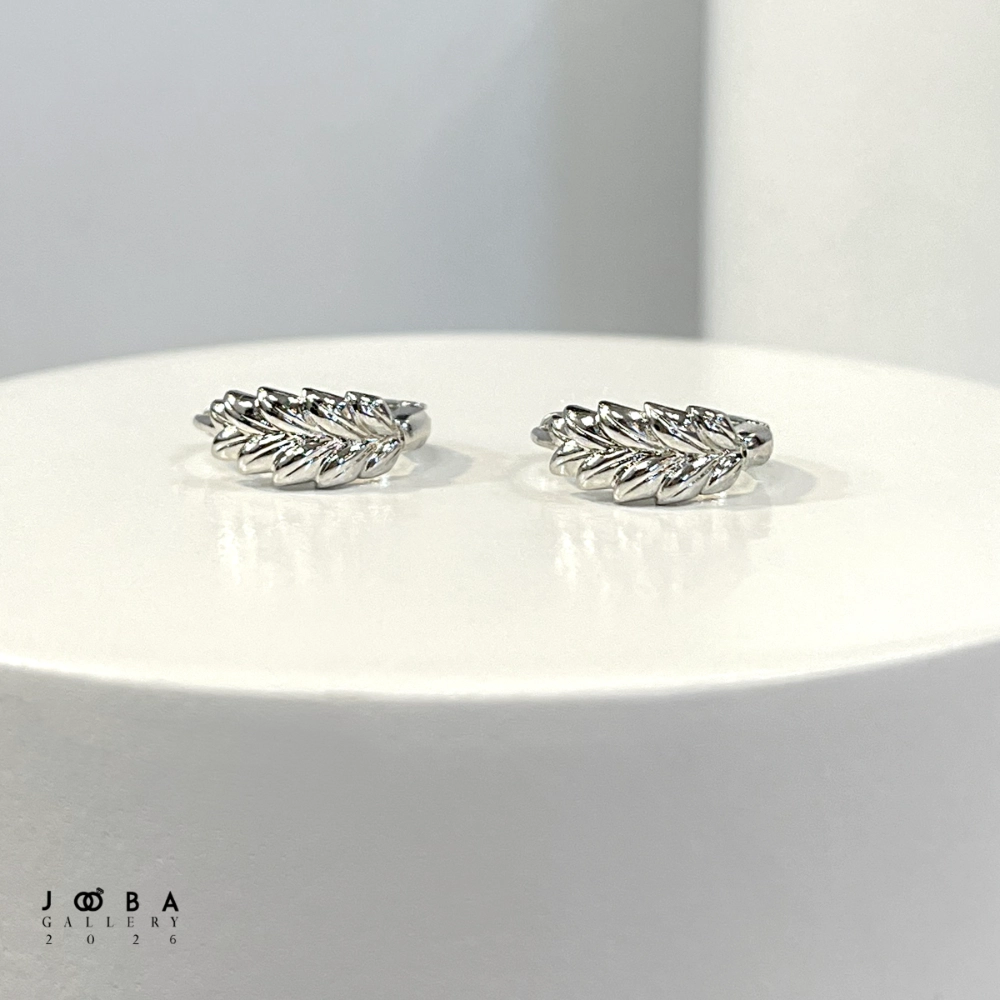 گوشواره حلقه ای گندمی نقره ای ژوپینگ کد 317040102