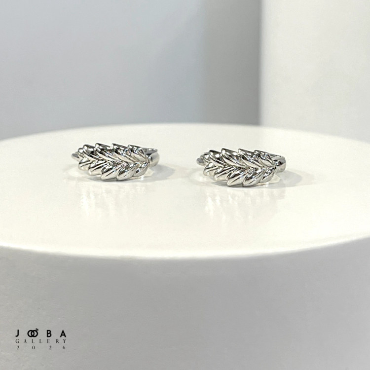 گوشواره حلقه ای گندمی نقره ای ژوپینگ کد 317040102