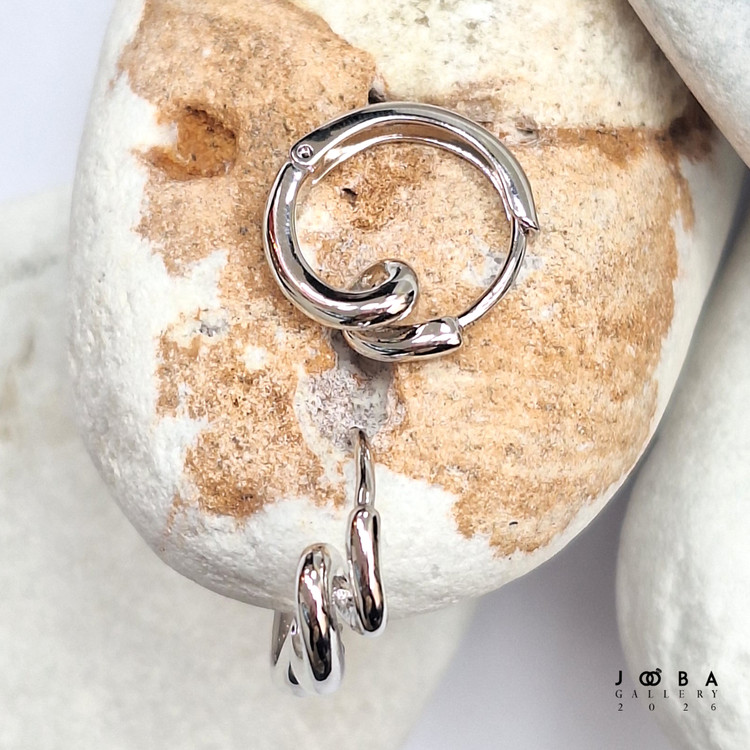 گوشواره پیچ نقره ای ژوپینگ کد 317040103