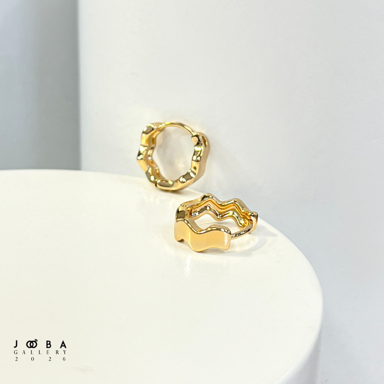 گوشواره حلقه ای مواج طلایی ژوپینگ کد 317040123