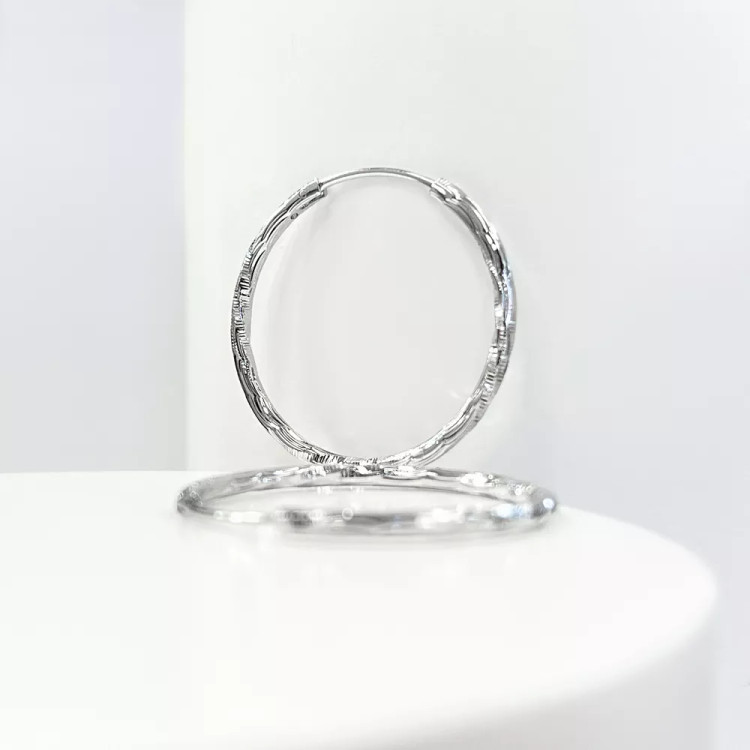 گوشواره حلقه ای نقره ای تراشه ژوپینگ کد 317070213