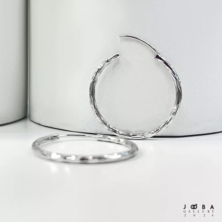 گوشواره حلقه ای نقره ای تراشه ژوپینگ کد 317070213