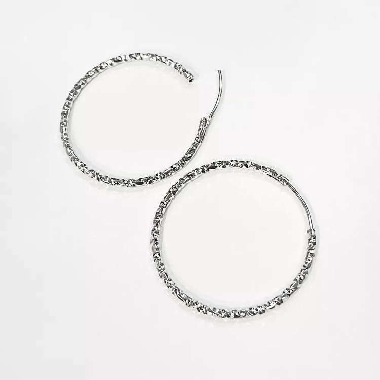 گوشواره حلقه ای نقره ای تراشه ژوپینگ کد 317070215