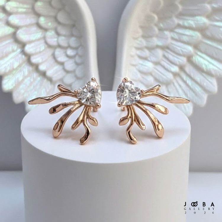 گوشواره طرح قلب شاخه ای ژوپینگ کد 318070215