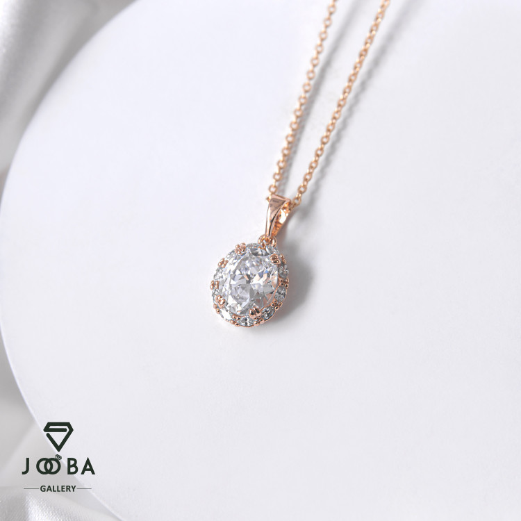گردنبند زنانه آویز باگت ژوپینگ نگین دار کد 2000671290