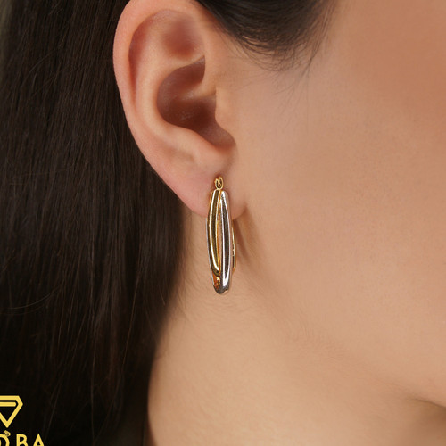 گوشواره دورنگ مات وبراق