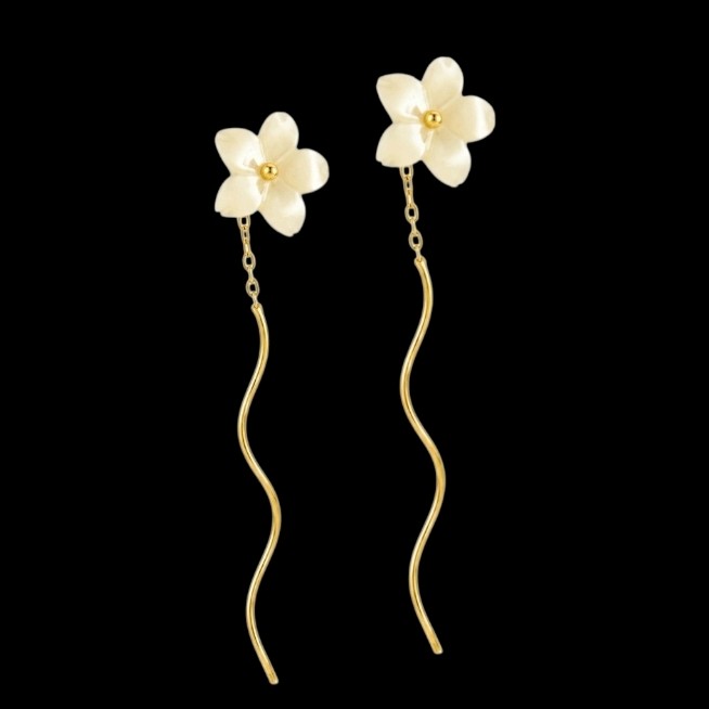 گوشواره طلا 18عیار کرلی شکوفه گیلاس 0.530 گرم