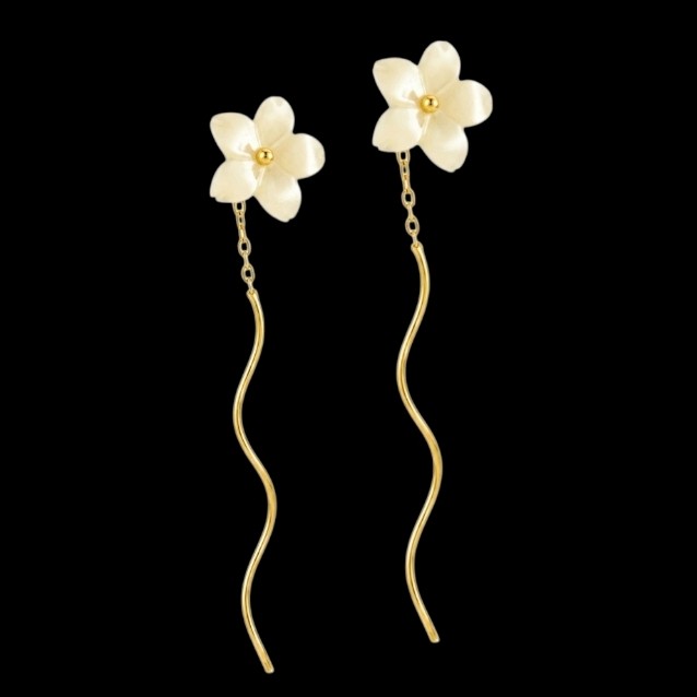 گوشواره طلا 18عیار کرلی شکوفه گیلاس 0.530 گرم